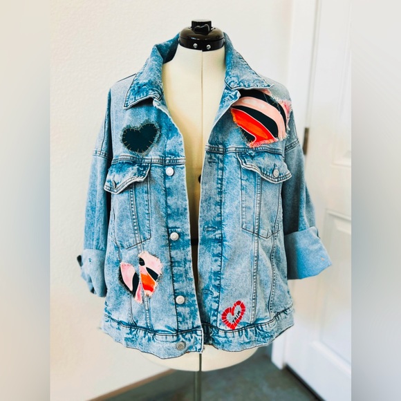 Love Is Love Custom Designed Monstera Denim Jacket - Picture 5 of 8
